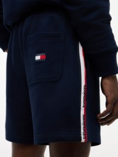 Global Stripe Logo Tape Sweat Shorts — Blue 4
