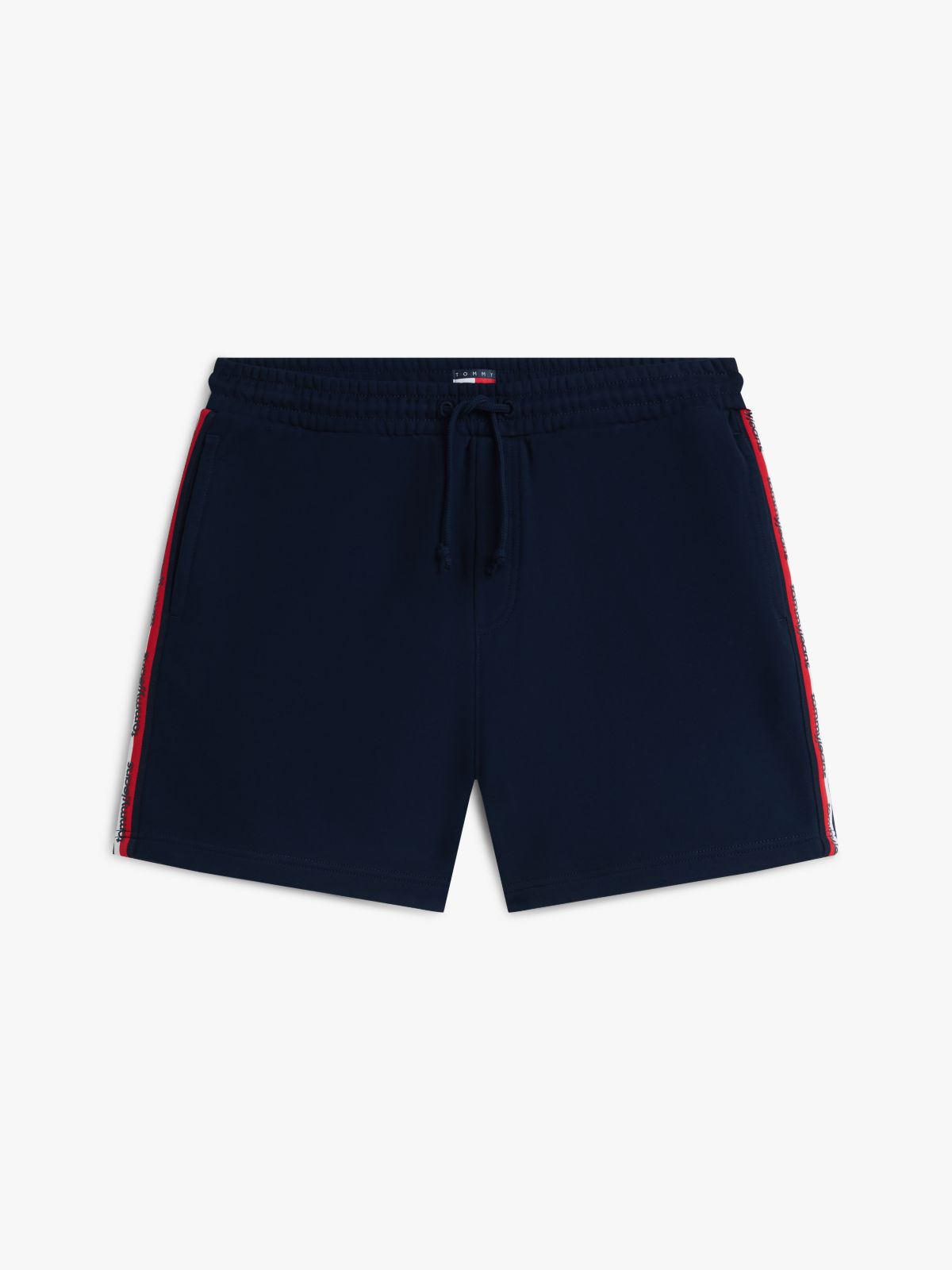 Global Stripe Logo Tape Sweat Shorts — Blue
