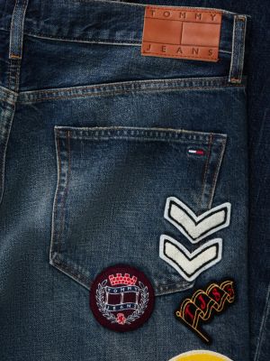 denim otis regular straight jeans met meerdere logo's voor heren - tommy jeans