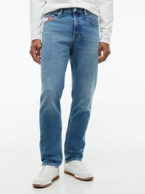 denim ryan slim straight leg jeans mit flag auf tasche für herren - tommy jeans