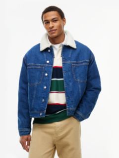 Teddy Collar Denim Trucker Jacket — Black 1