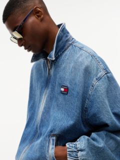 Faded Denim Relaxed Harrington Jacket — Blue 3