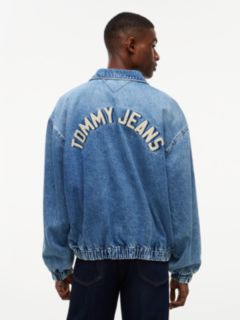 Faded Denim Relaxed Harrington Jacket — Blue 5
