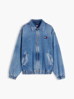 Faded Denim Relaxed Harrington Jacket — Blue 6