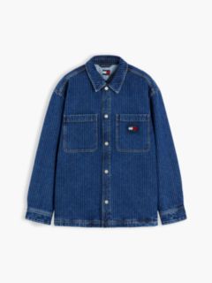 Stripe Relaxed Denim Shirt Jacket — Blue 6