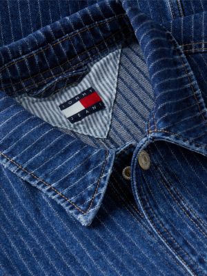 surchemise décontractée à rayures en denim denim pour hommes tommy jeans