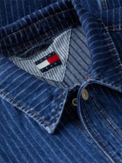 Stripe Relaxed Denim Shirt Jacket — Blue 7
