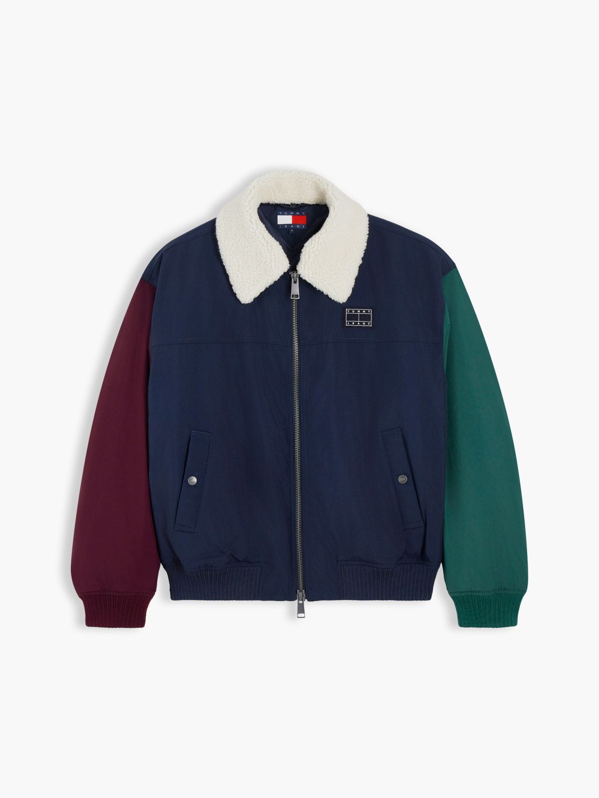 Teddy Collar Relaxed Aviator Jacket — Blue