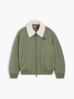 Teddy Collar Relaxed Aviator Jacket — Green 6