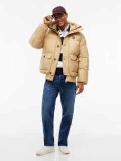 Logo Hooded Relaxed Puffer Jacket — Beige 2