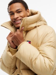 Logo Hooded Relaxed Puffer Jacket — Beige 3