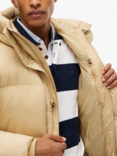 Logo Hooded Relaxed Puffer Jacket — Beige 4