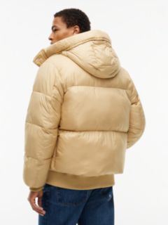 Logo Hooded Relaxed Puffer Jacket — Beige 5