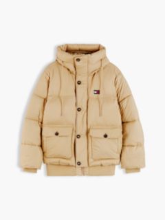 Logo Hooded Relaxed Puffer Jacket — Beige 6
