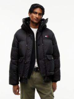 Logo Hooded Relaxed Puffer Jacket — Black 1