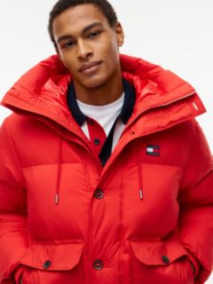 Logo Hooded Relaxed Puffer Jacket — Red 3