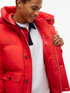 Logo Hooded Relaxed Puffer Jacket — Red 4
