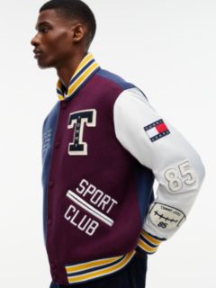Wool Blend Letterman Varsity Jacket — Blue 3