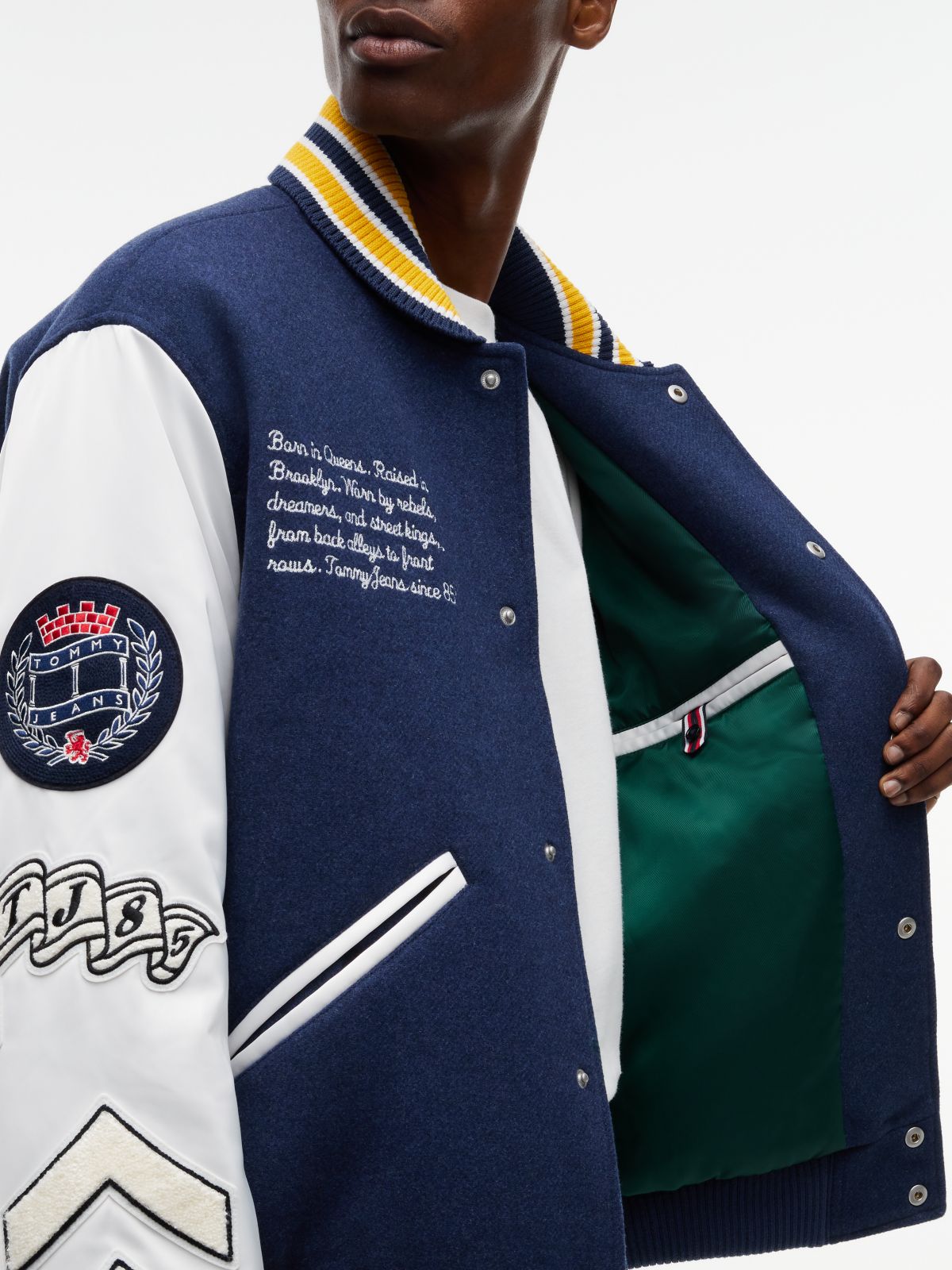 Wool Blend Letterman Varsity Jacket — Blue