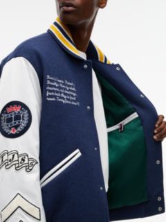 Wool Blend Letterman Varsity Jacket — Blue 4
