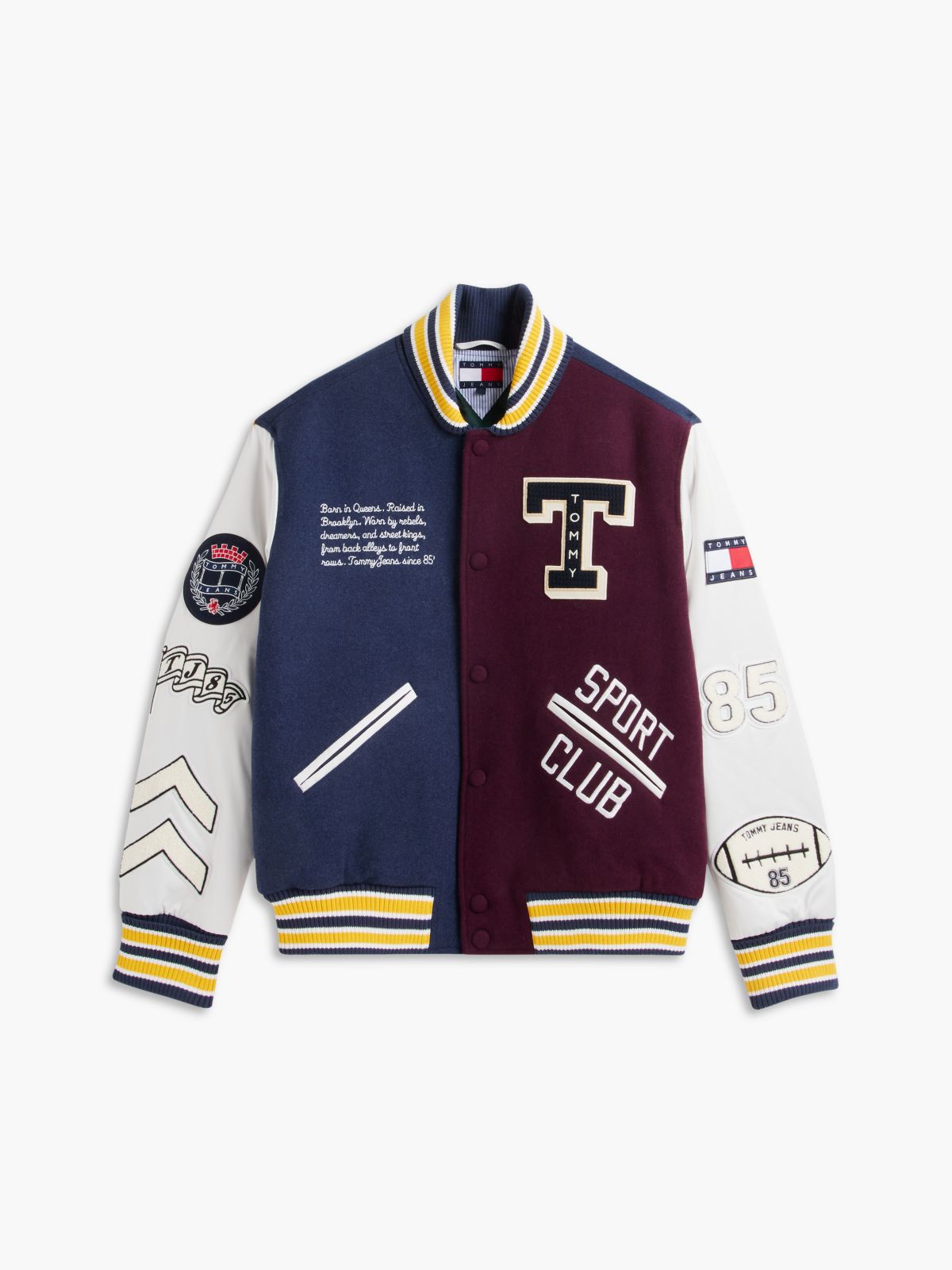 Wool Blend Letterman Varsity Jacket — Blue