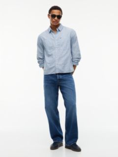 Boxy Fit Stripe Dobby Shirt — Blue 2