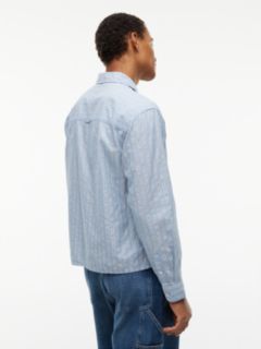 Boxy Fit Stripe Dobby Shirt — Blue 4