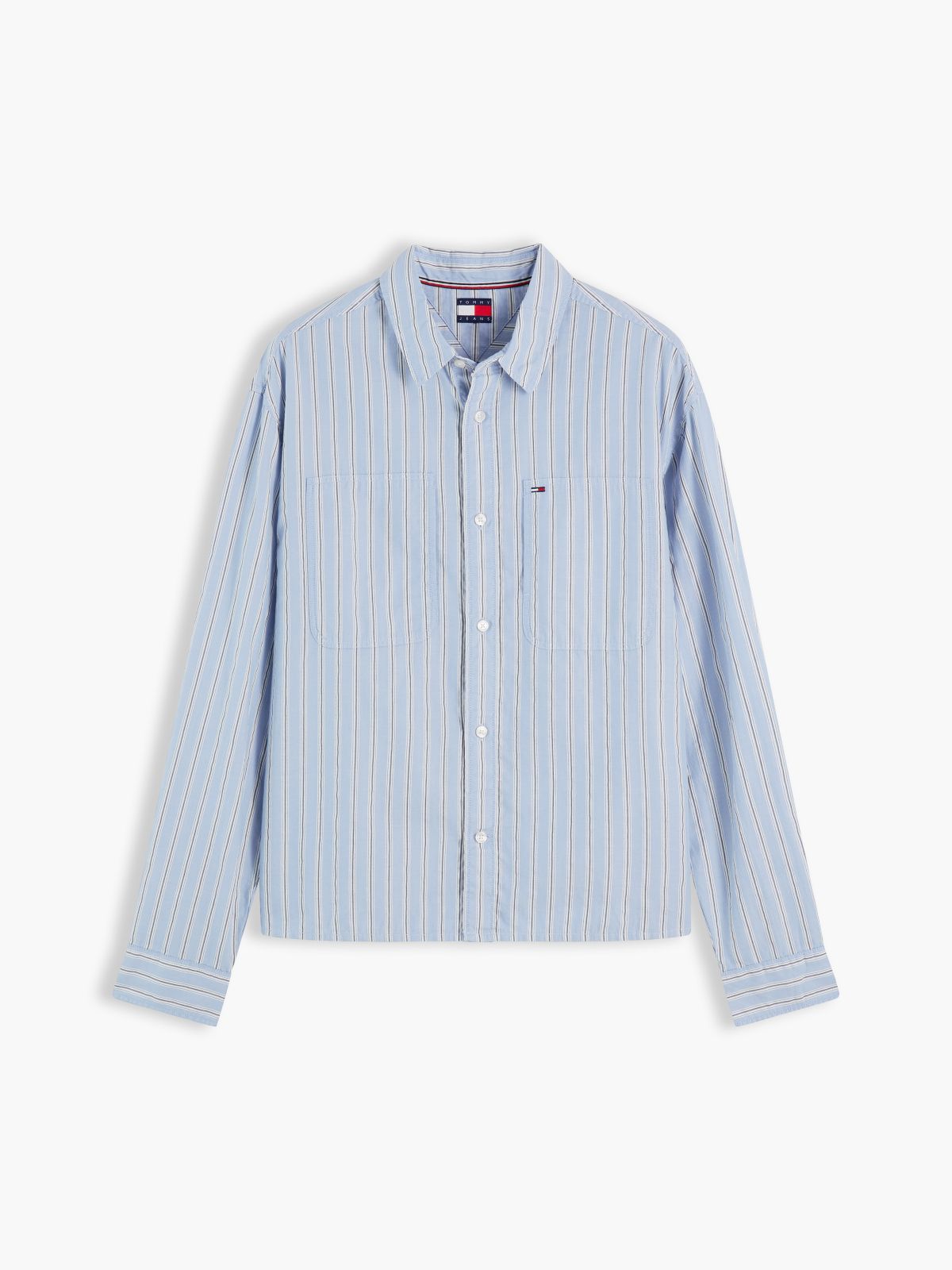 Boxy Fit Stripe Dobby Shirt — Blue