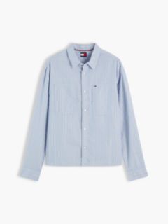 Boxy Fit Stripe Dobby Shirt — Blue 5