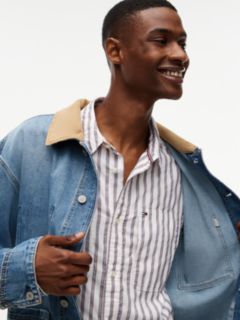 Boxy Fit Stripe Dobby Shirt — White 3