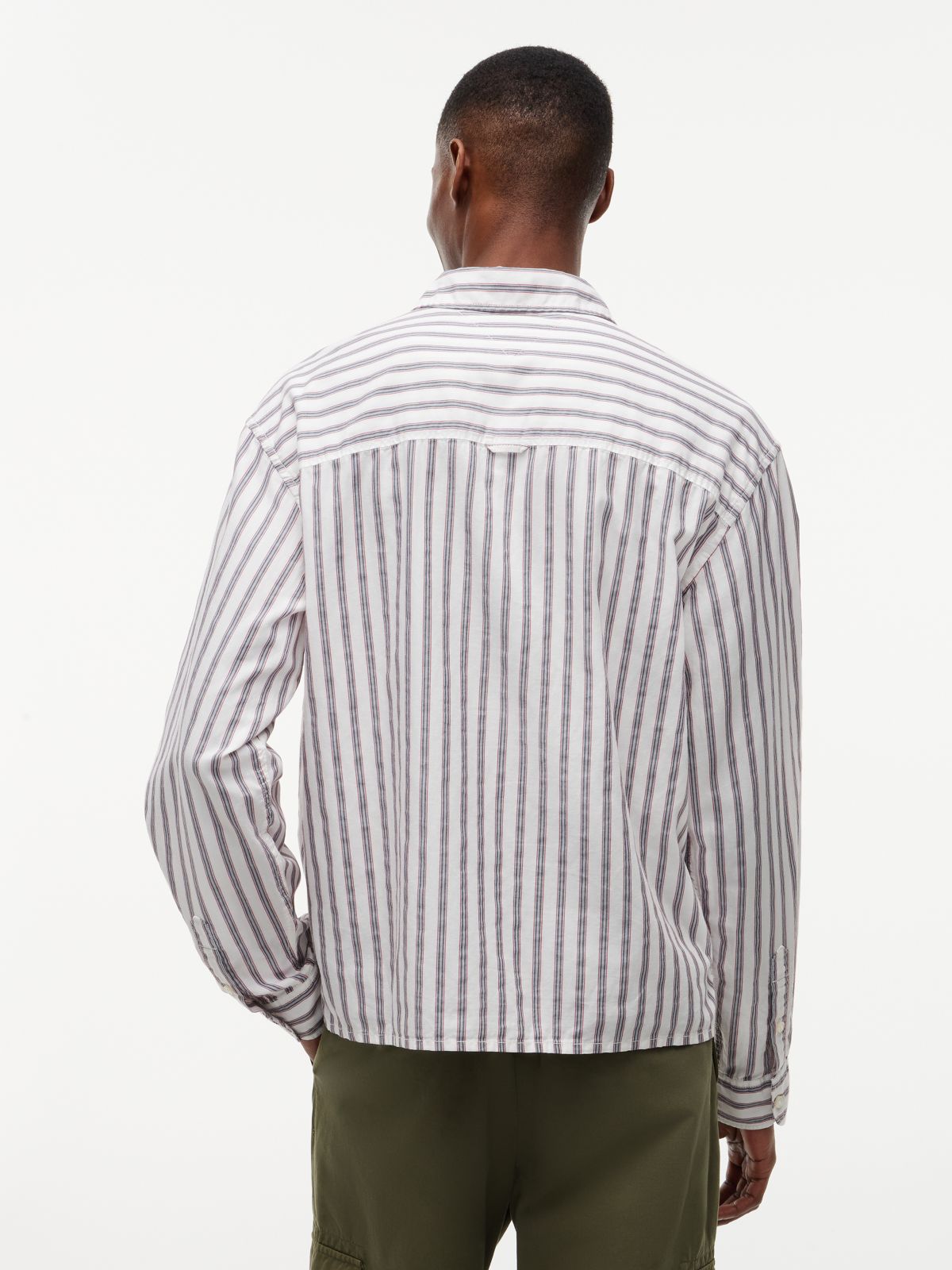 Boxy Fit Stripe Dobby Shirt — White