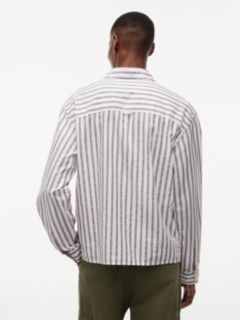 Boxy Fit Stripe Dobby Shirt — White 4