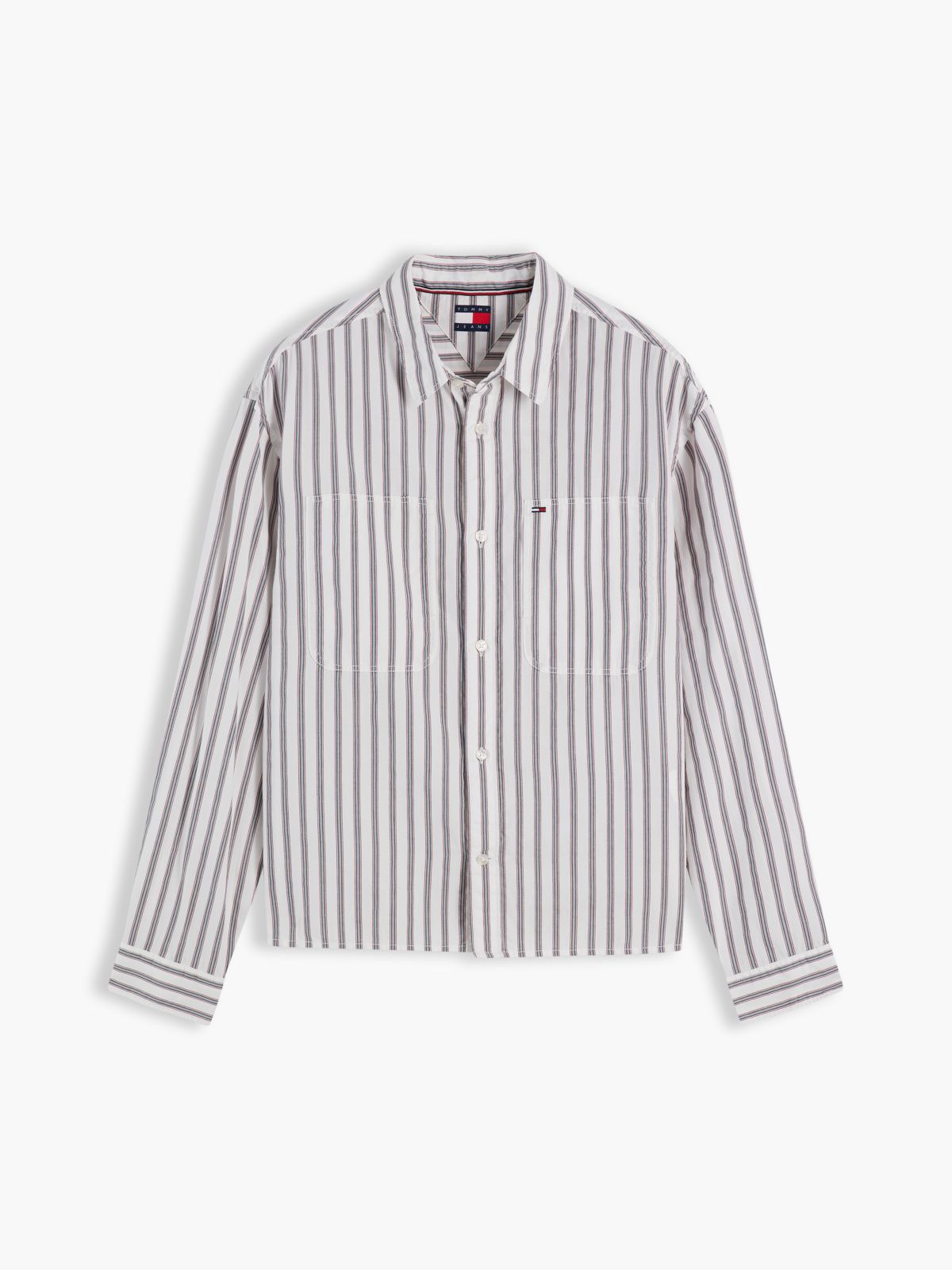 Boxy Fit Stripe Dobby Shirt — White