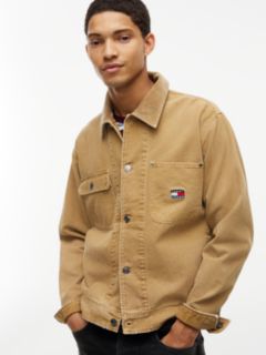 Corduroy Collar Oversized Canvas Overshirt — Beige 4