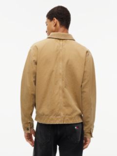Corduroy Collar Oversized Canvas Overshirt — Beige 5