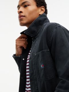 Corduroy Collar Oversized Canvas Overshirt — Black 3