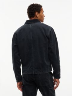 Corduroy Collar Oversized Canvas Overshirt — Black 5