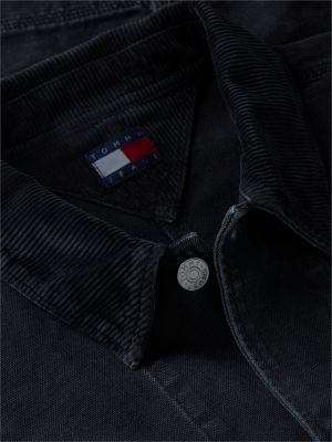 black corduroy collar oversized canvas overshirt for men tommy jeans