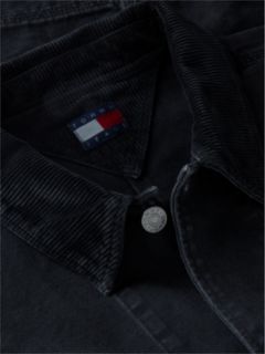 Corduroy Collar Oversized Canvas Overshirt — Black 7