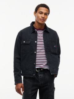 Corduroy Collar Oversized Canvas Overshirt — Black 1