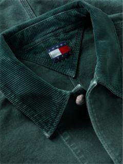 Corduroy Collar Oversized Canvas Overshirt — Green 6