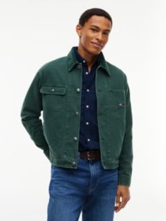 Corduroy Collar Oversized Canvas Overshirt — Green 1