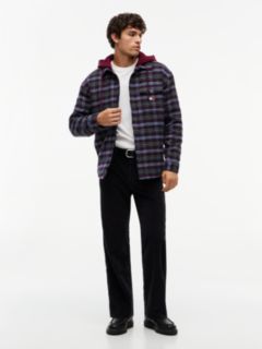 Dobby Oversized Drawstring Hooded Overshirt — Red 2
