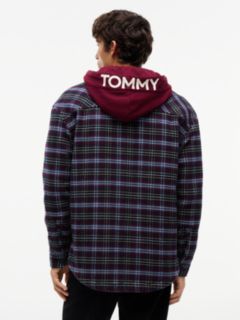 Dobby Oversized Drawstring Hooded Overshirt — Red 4