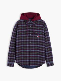 Dobby Oversized Drawstring Hooded Overshirt — Red 5