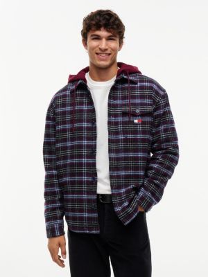 surchemise oversize en dobby à capuche red pour hommes tommy jeans