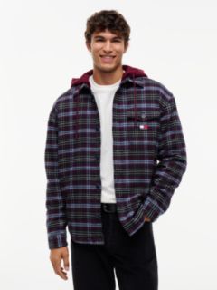 Dobby Oversized Drawstring Hooded Overshirt — Red 1
