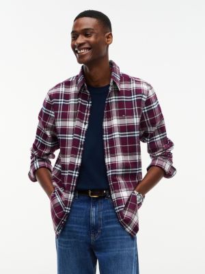 chemise coupe standard à carreaux red pour hommes tommy jeans