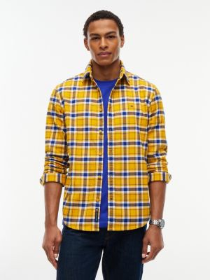 camicia regular fit in flanella a quadri yellow da uomini tommy jeans