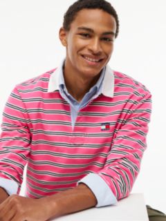 Tommy Badge Stripe Relaxed Rugby Shirt — Pink 3
